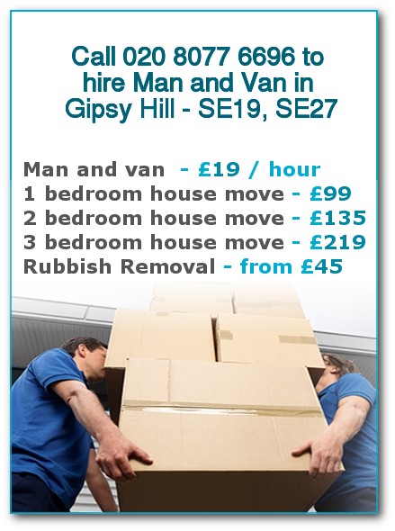 Man & Van Prices for London, Gipsy Hill